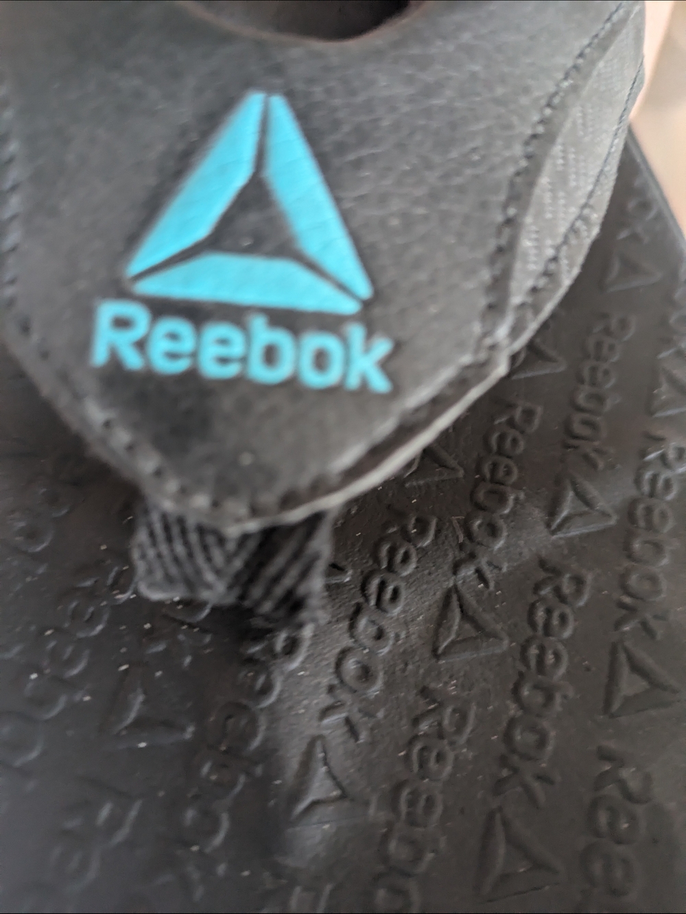 Reebok Black Flip Flop Sandals with Blue Logo - Picture 7 of 8